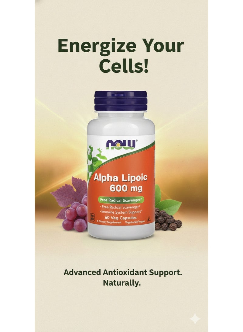 ناو، ألفا ليبويك فائق القوة 600 ملغ، 60 كبسولة نباتية - Image 2